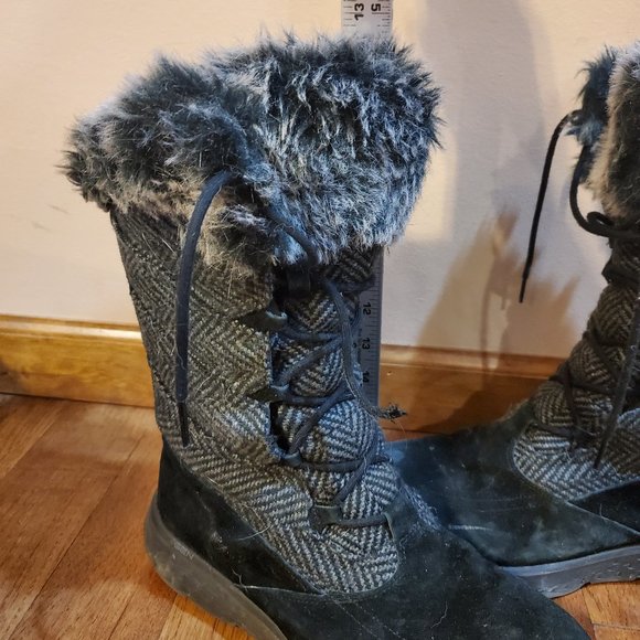 Skechers Black winter fur boots women's size 9 12" tall S5 - Picture 4 of 8
